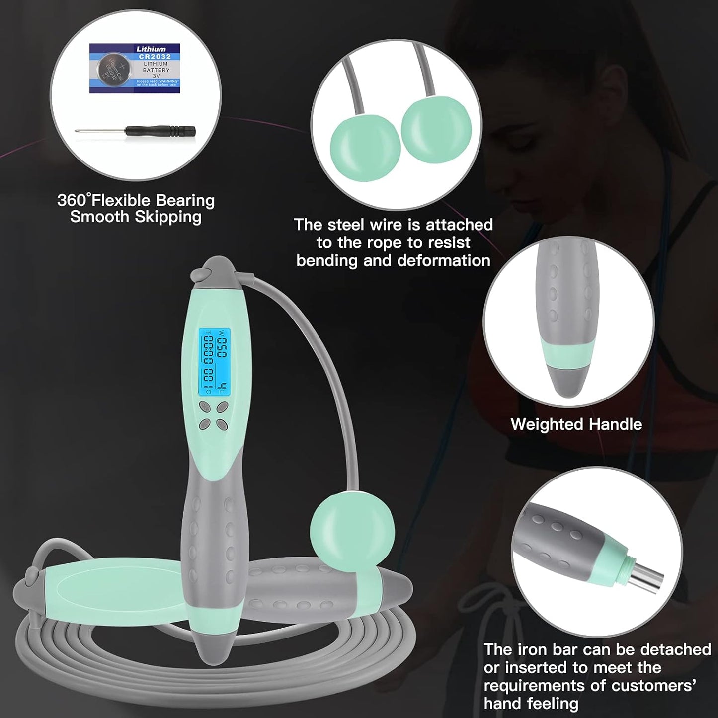 Digital Weighted Jump Rope with Calorie Counter